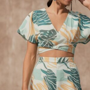 Kotty Printed Crop Top With Shorts